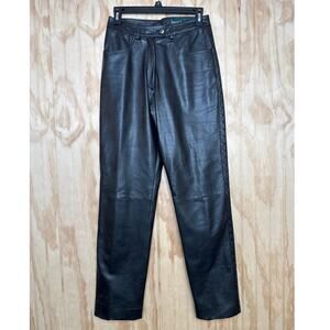 Harvé Bernard Vintage Black Leather Pants Gothic Size 4 Rocker Chic Y2K Edgy